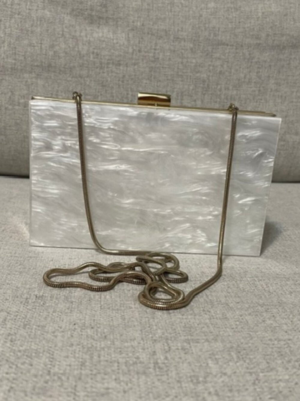 Rachel Zoe Elegant White Pearl Acrylic Box Clutch Bag - Pristine Condition!